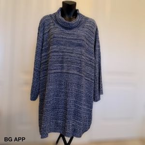 CATHERINES BLUE SHADED SWEATER W/SILVER THREAD 3X